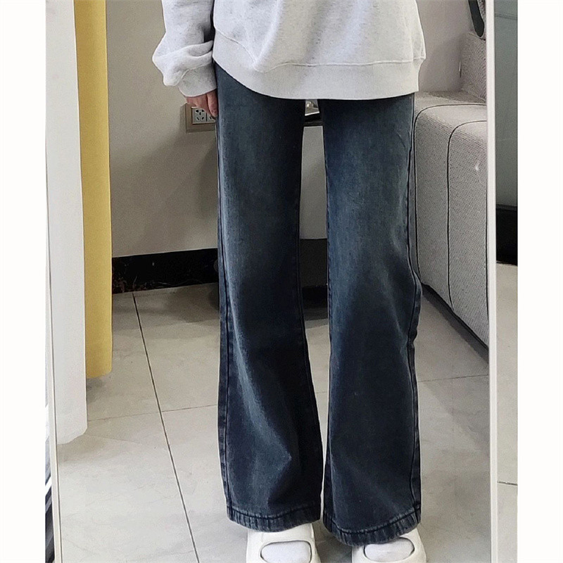 Vintage kõrge vöökohaga teksapükstega teksapüksid Pantalones Korea mood Do vanad pestud tumesinised sirged teksad Naistele sobivad kottis teksad Y2k