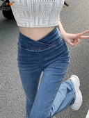 Ljeto Jesen Lepršave traperice visokog struka s nepravilnim rubovima Modne ženske isprane rastezljive uske traperice Korejski dizajn Seksi traperice Ulična odjeća