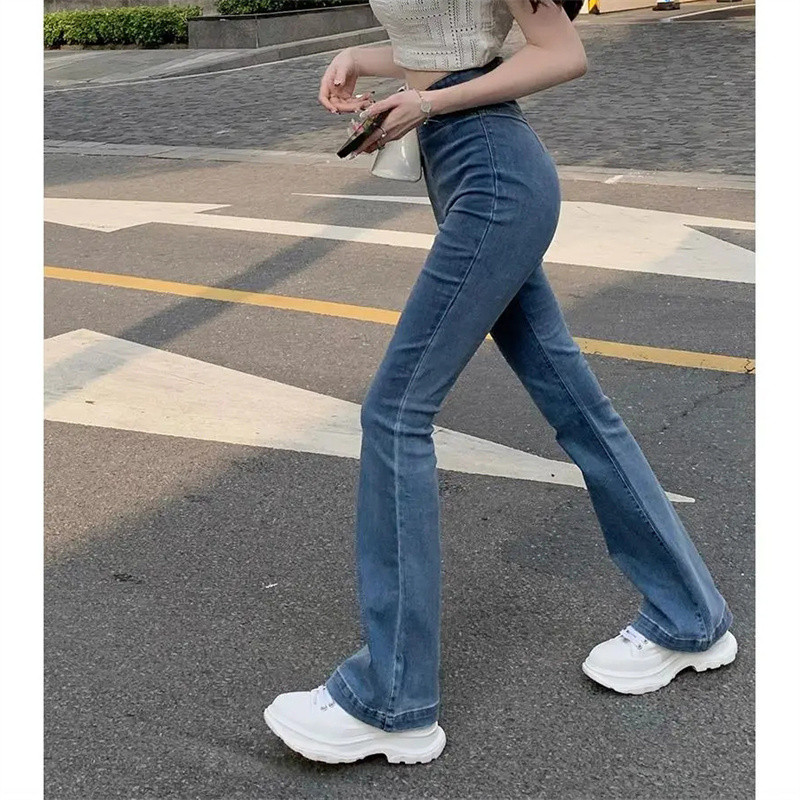 Ljeto Jesen Lepršave traperice visokog struka s nepravilnim rubovima Modne ženske isprane rastezljive uske traperice Korejski dizajn Seksi traperice Ulična odjeća