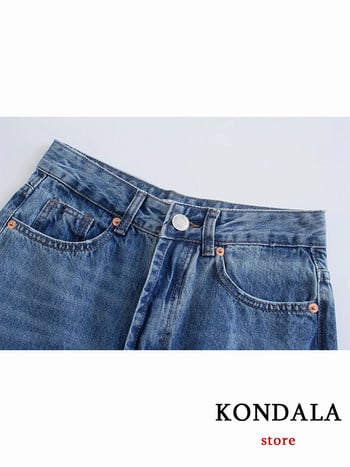 KONDALA 2023 Women Casual Ripped Holes Τζιν Τζιν Μόδα με ψηλόμεσο κουμπί Streetwear Μακρύ παντελόνι Γυναικείο Vintage παντελόνι