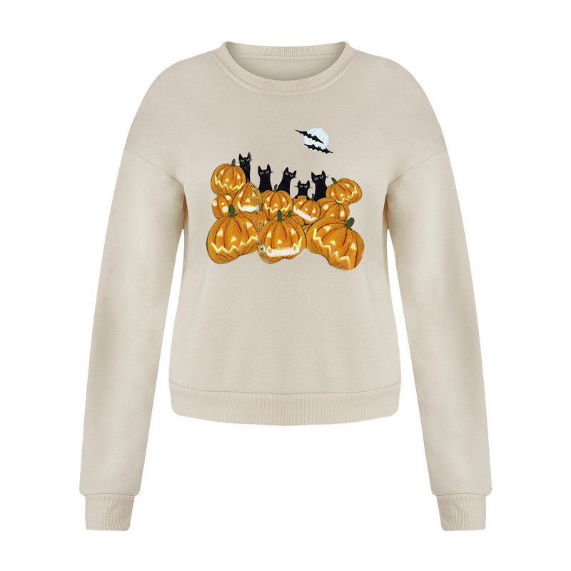 Γυναικείες μπλούζες κολοκύθας στάμπα Πουλόβερ Ο-λαιμόκοψη μακρυμάνικο αποκριάτικο φούτερ Γυναίκα Φθινόπωρο Χειμώνας Harajuku top