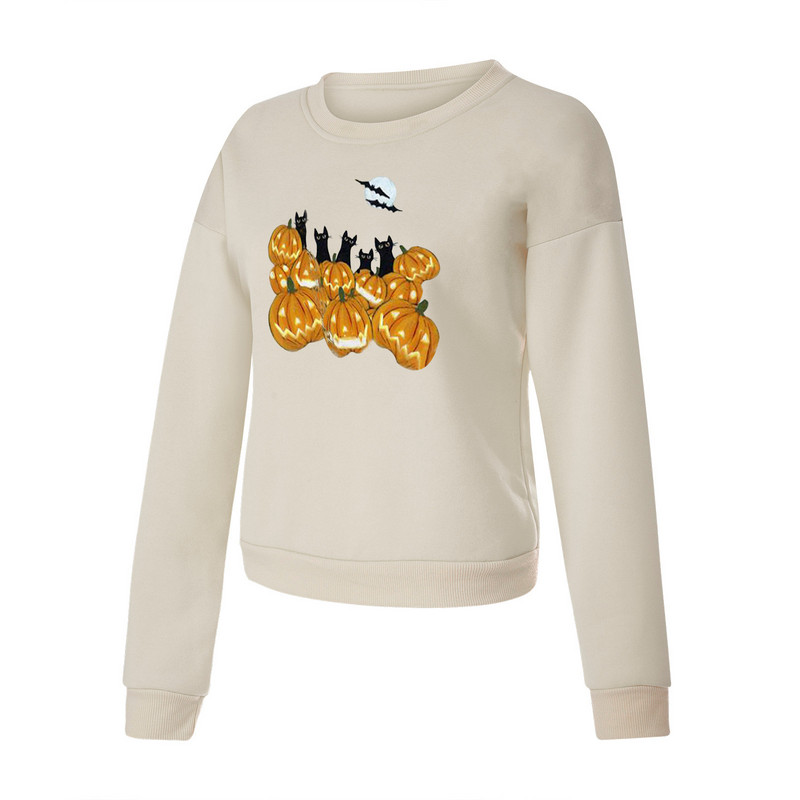 Γυναικείες μπλούζες κολοκύθας στάμπα Πουλόβερ Ο-λαιμόκοψη μακρυμάνικο αποκριάτικο φούτερ Γυναίκα Φθινόπωρο Χειμώνας Harajuku top