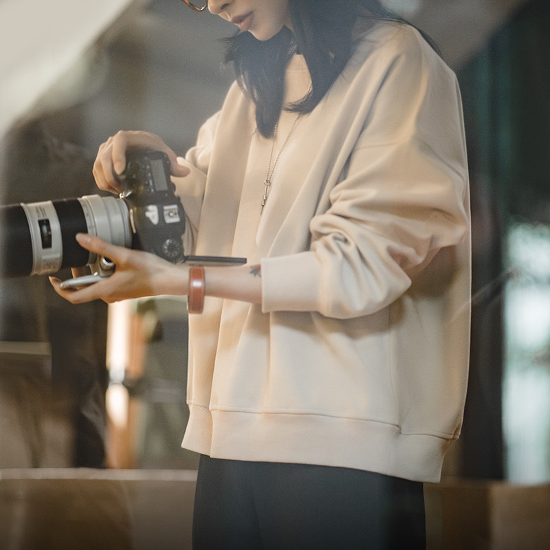 Maden Basic Hoodie για γυναίκες Μονόχρωμο Loose Casual Μινιμαλιστικό Φούτερ Vintage Γυναικείο πουλόβερ Φθινόπωρο Νέο