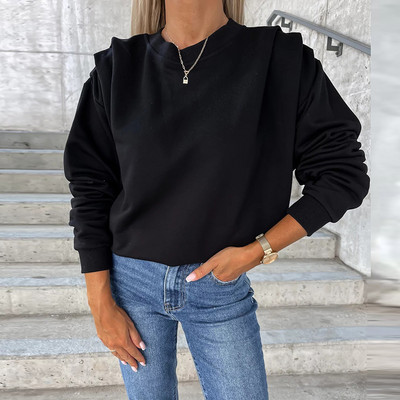 Κομψά γυναικεία μακρυμάνικα φαρδιά φούτερ 2023 Πουλόβερ γραφείου Γυναικείες κουκούλες Casual Άνοιξη Φθινοπωρινά μασίφ πουκάμισα και μπλούζες