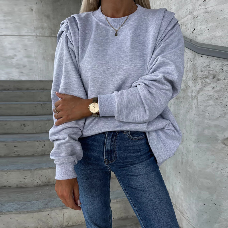 Κομψά γυναικεία μακρυμάνικα φαρδιά φούτερ 2023 Πουλόβερ γραφείου Γυναικείες κουκούλες Casual Άνοιξη Φθινοπωρινά μασίφ πουκάμισα και μπλούζες