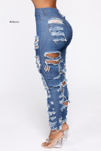 New Fashion Woman Ripped Jeans Ψηλόμεσο Stretch Τζιν Μολύβι Παντελόνι Street Trendy Slim Jeans