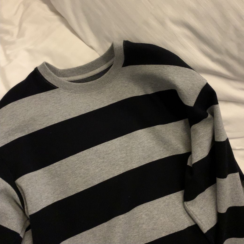 harajuku Φθινοπωρινό Κορεάτικο γυναικείο φούτερ Casual με λωρίδα με λαιμόκοψη λεπτή βαμβακερή κουκούλα μόδας γκρι μακρυμάνικο φούτερ Γυναικείο πουλόβερ