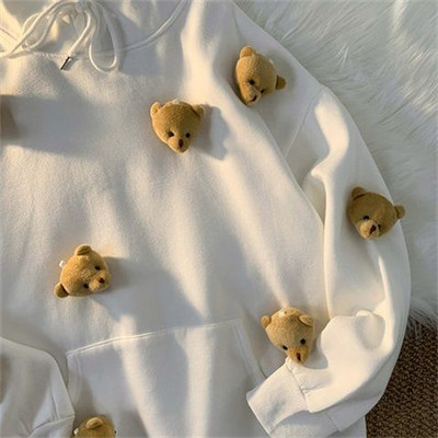 Harajuku Kawaii Μπλουζάκια Y2k Cute Bear κούκλα με κουκούλα με κουκούλα για κορίτσια Άνοιξη Χειμώνας Γυναικείο Χαλαρό casual υπερμεγέθη πουλόβερ Κορεάτικο στυλ