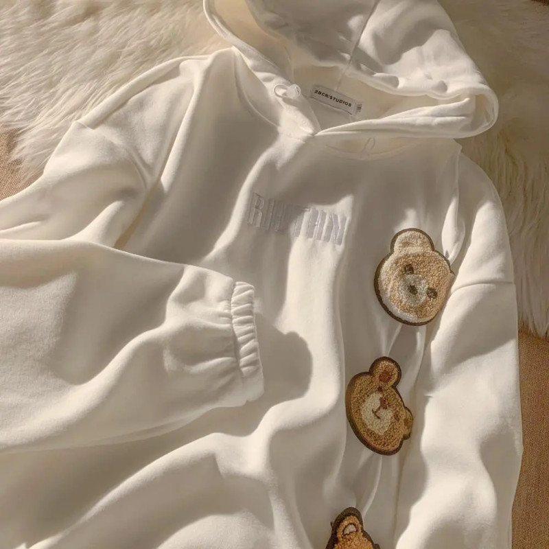 Harajuku Kawaii Μπλουζάκια Y2k Cute Bear κούκλα με κουκούλα με κουκούλα για κορίτσια Άνοιξη Χειμώνας Γυναικείο Χαλαρό casual υπερμεγέθη πουλόβερ Κορεάτικο στυλ