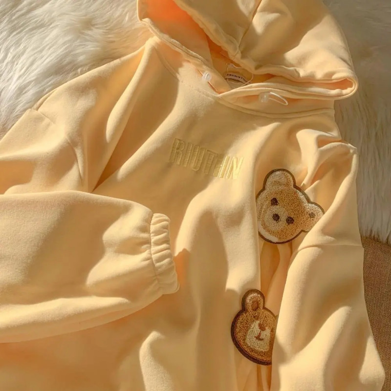 Harajuku Kawaii Μπλουζάκια Y2k Cute Bear κούκλα με κουκούλα με κουκούλα για κορίτσια Άνοιξη Χειμώνας Γυναικείο Χαλαρό casual υπερμεγέθη πουλόβερ Κορεάτικο στυλ