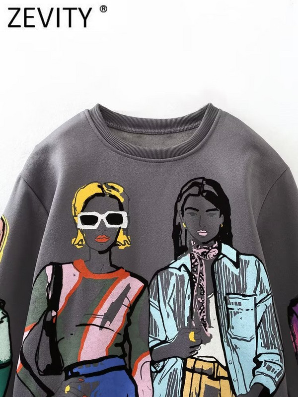 Zevity Γυναικεία Μόδα Μοντέρνα Γυναικεία στάμπα Φαρδιά φλις φούτερ Γυναικεία μακρυμάνικα φούτερ O λαιμόκοψη Κομψά πουλόβερ H2840