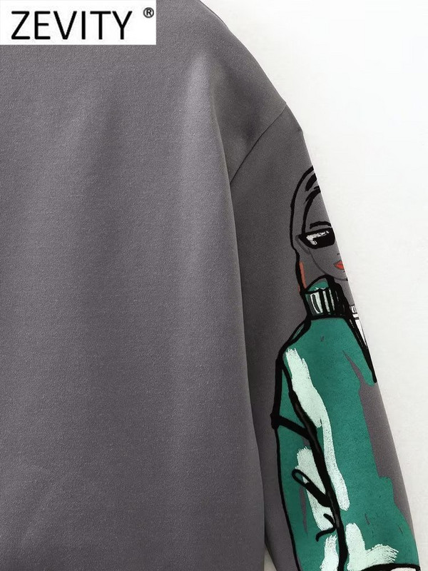 Zevity Γυναικεία Μόδα Μοντέρνα Γυναικεία στάμπα Φαρδιά φλις φούτερ Γυναικεία μακρυμάνικα φούτερ O λαιμόκοψη Κομψά πουλόβερ H2840