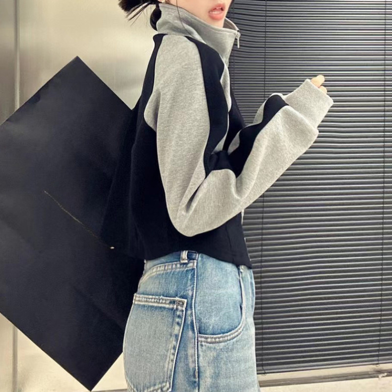 Γυναικεία φούτερ με φερμουάρ Deeptown Κορεάτικου στυλ Kpop Y2k Hippie Oversize Navy Crop Jackets 90s Vintage Harajuku Hoodie