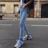 Γυναικείο στενό τζιν παντελόνι με μολύβι με ψηλή μέση Stretch τζιν στενό παντελόνι παντελόνι με φλάντζα Γυναικεία casual τζιν με καμπάνα 2023