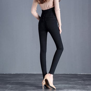 2023 Winter Thick Plus Velvet Γυναικείο Casual Μαύρο Μπλε Skinny Jeans Fashion Fleece Ζεστό ψηλόμεσο Stretch Mom Pencil Τζιν παντελόνι