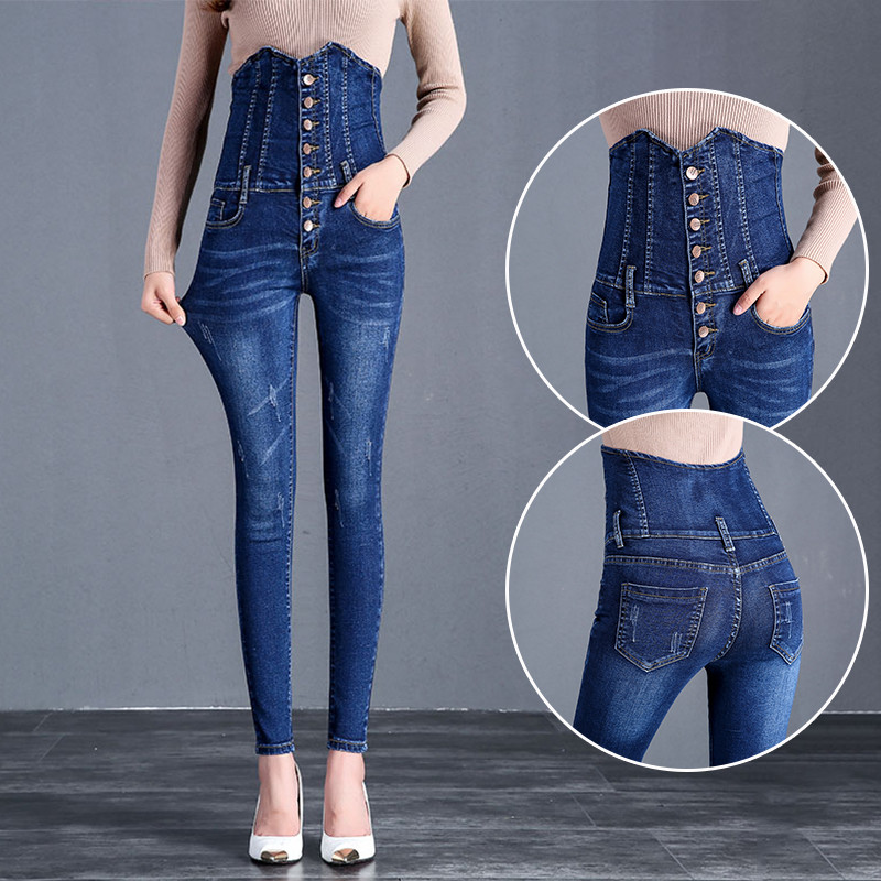 2023. Zimske debele i baršunaste ženske ležerne crno-plave uske traperice, modne tople traperice od flisa visokog struka, rastezljive Mom pencil traper hlače