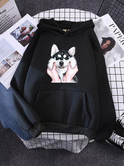Hoody Little Panda Drinking Milk Tea Print Hoodie Streetwear Χαριτωμένα χειμωνιάτικα ρούχα Γυναικεία μεγάλα φαρδιά φούτερ Γυναικεία