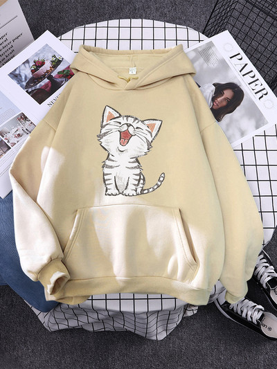 Hoody Little Panda Drinking Milk Tea Print Hoodie Streetwear Χαριτωμένα χειμωνιάτικα ρούχα Γυναικεία μεγάλα φαρδιά φούτερ Γυναικεία