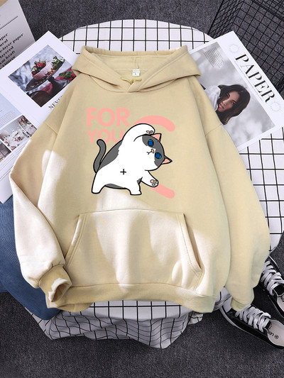 Hoody Little Panda Drinking Milk Tea Print Hoodie Streetwear Χαριτωμένα χειμωνιάτικα ρούχα Γυναικεία μεγάλα φαρδιά φούτερ Γυναικεία