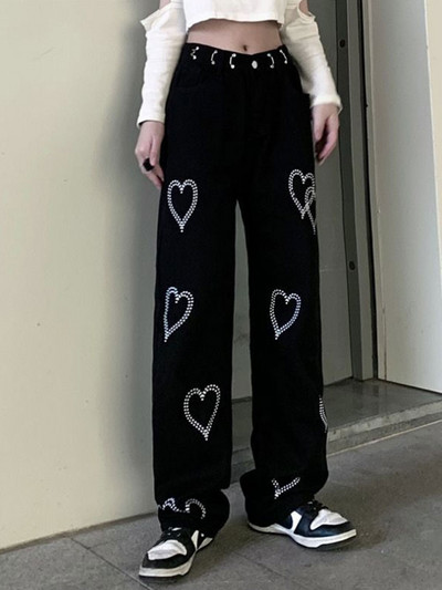Ženske hlače s otisnutim ljubavnim trapericama, modne Harajuku široke ravne hlače s visokim strukom, 2023., ležerne ženske hip-hop hlače za proljeće
