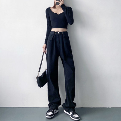 Modne traperice Ženske hlače širokih nogavica Ležerne Y2k Ženske hlače Odjeća 2023 Traperice visokog struka za žene Traperice hlače Odjeća iz 90-ih