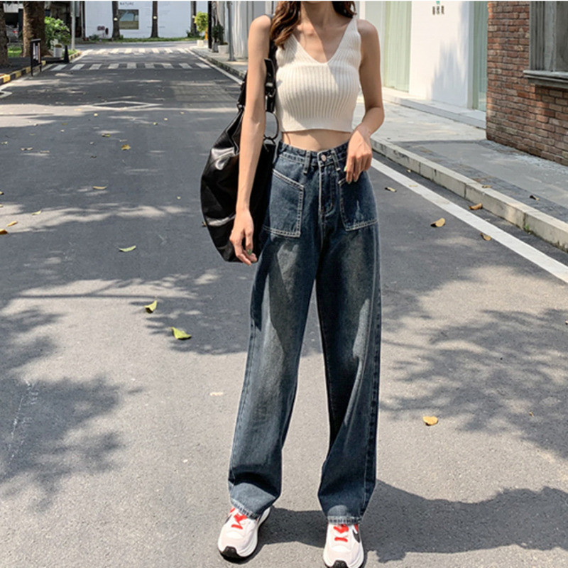 Modne traperice Ženske hlače širokih nogavica Ležerne Y2k Ženske hlače Odjeća 2023 Traperice visokog struka za žene Traperice hlače Odjeća iz 90-ih