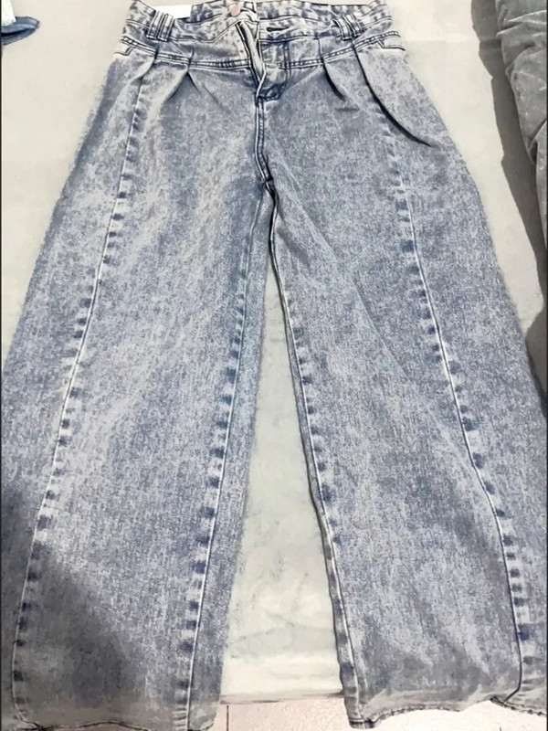 Ležerne plave traperice na kravatu za žene Korejske modne traper hlače s dugmadima s visokim strukom Vintage široke široke hlače za sve vrste Ulična odjeća Y2k