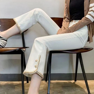 Leisure Jeans Γυναικεία Vintage Κουμπιά Σχεδιασμένα ψηλόμεσα ίσια παντελόνια Κομψά Γυναικεία Γυναικεία Αισθητική Chic Ins