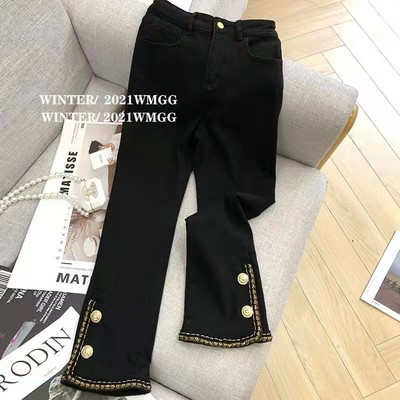 Leisure Jeans Γυναικεία Vintage Κουμπιά Σχεδιασμένα ψηλόμεσα ίσια παντελόνια Κομψά Γυναικεία Γυναικεία Αισθητική Chic Ins