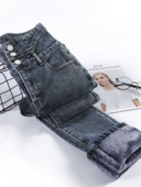 Ψηλόμεσο βελούδινο τζιν Γυναικείο φθινόπωρο/χειμώνα Ζεστό λεπτό στενό παντελόνι Casual κορίτσι τζιν παντελόνι Γυναικεία μόδα Stretch pencil τζιν