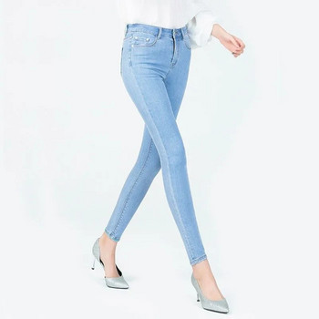 Ψηλόμεσο τζιν Γυναίκα High Street Elastic Vintage Washed Skinny Women Jeans Goth Flare Jeans