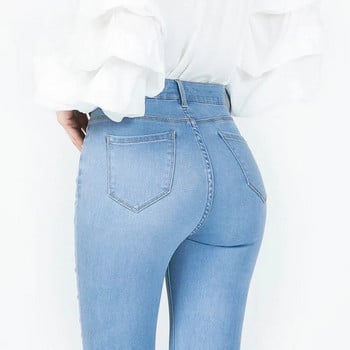 Ψηλόμεσο τζιν Γυναίκα High Street Elastic Vintage Washed Skinny Women Jeans Goth Flare Jeans