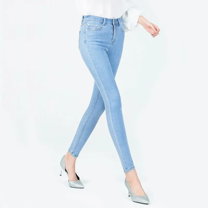 Ψηλόμεσο τζιν Γυναίκα High Street Elastic Vintage Washed Skinny Women Jeans Goth Flare Jeans