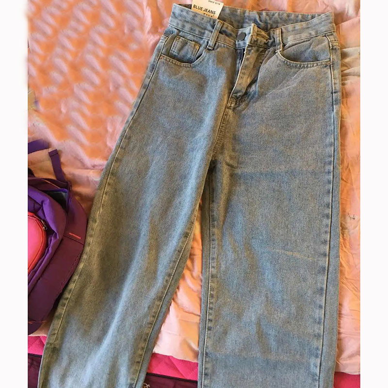 Korejske modne ravne traperice s podijeljenim nogavicama za žene Vintage široke hlače s dugmadima visokog struka Jednostavne traper hlače za sve