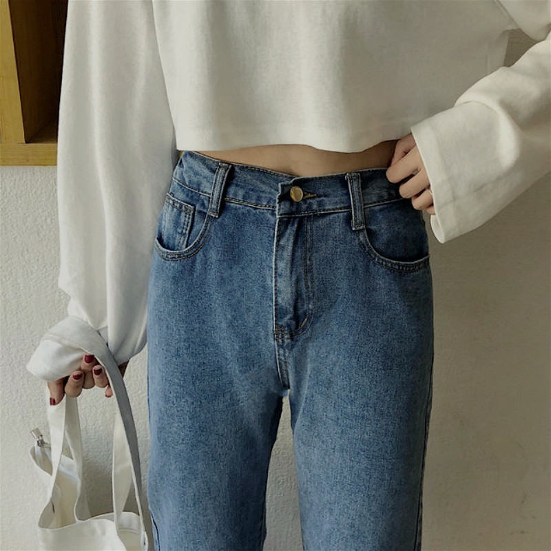Τζιν Γυναικείο Παντός αγώνα Καλοκαιρινό κομψό ψηλόμεσο μοντέρνο Preppy κορίτσι ίσιο τζιν παντελόνι με φούντα Soft Vintage Leisure Γυναικεία
