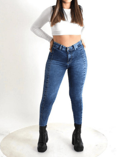 Νέο κυρτό παντελόνι Distress Jean γυναικείο ψηλόμεσο τζιν παντελόνι