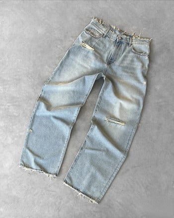 Дамски модни дънки Street Apparel Y2K Hip Hop Retro Large Baggy Jeans Gothic Casual Harajuku High Waist Straight Leg Jeans