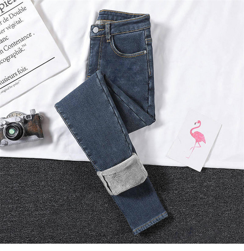 Γυναικεία στενό τζιν ψηλόμεσο Χειμερινό χοντρό γυναικείο βελούδο απλό Fleece Ζεστή λεπτή εφαρμογή Stretch Γυναικεία casual τζιν παντελόνι μολύβι