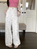 Ezgaga traper hlače s cvjetnim uzorkom Vintage Ljeto Nove široke traperice visokog struka Chic ženske modne duge hlače Streetwear