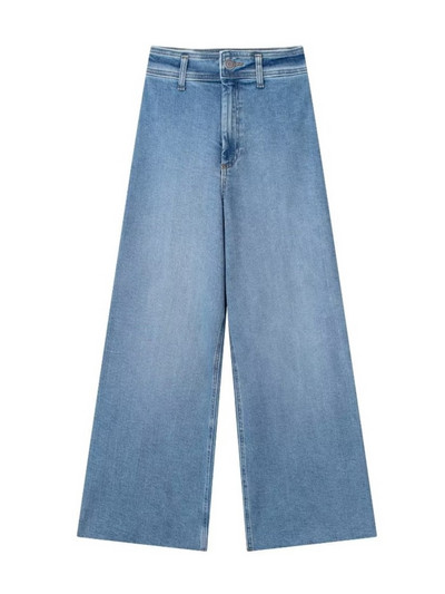 Γυναικεία τζιν TRAF 2023 Φθινοπωρινό ψηλόμεσο ακατέργαστο παντελόνι τζιν σε όλο το μήκος Γυναικείο casual παντελόνι Y2K