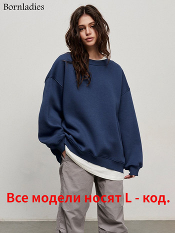 Bornladies Oversized Φούτερ και φούτερ για γυναίκες Φθινοπωρινό Χειμώνας Χοντρό ζεστό φλις φούτερ για κορίτσια Streetwear Φαρδιά πουλόβερ