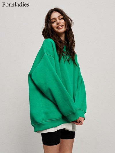 Bornladies Oversized Φούτερ και φούτερ για γυναίκες Φθινοπωρινό Χειμώνας Χοντρό ζεστό φλις φούτερ για κορίτσια Streetwear Φαρδιά πουλόβερ
