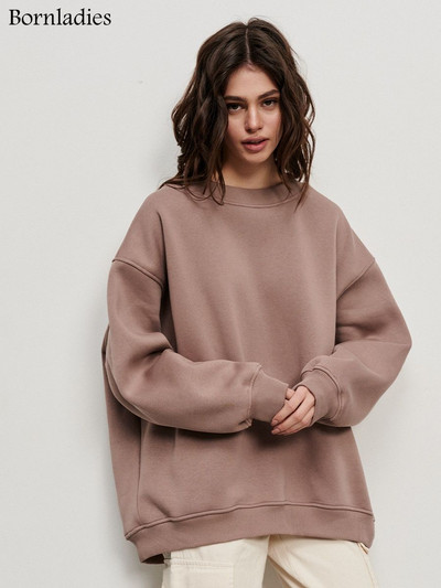 Bornladies Oversized Φούτερ και φούτερ για γυναίκες Φθινοπωρινό Χειμώνας Χοντρό ζεστό φλις φούτερ για κορίτσια Streetwear Φαρδιά πουλόβερ
