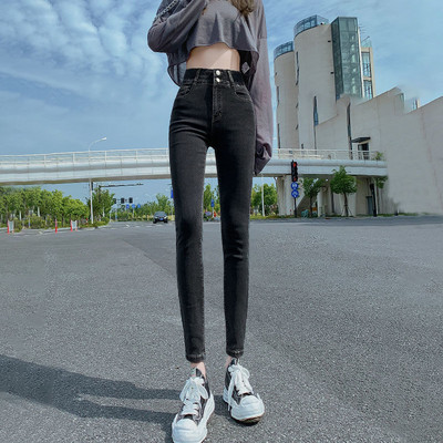 Ψηλόμεσο Stretchable Pencil Παντελόνι για Γυναικεία Καλοκαιρινό Φθινόπωρο Streetwear Τζιν Stretch Ripped Classic Denim Slim Παντελόνι L38
