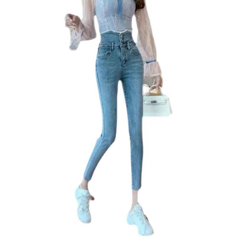 2023. Proljeće Ljeto Ženske modne isprane traperice visokog struka uske tanke ženske traperice Skinny pencil hlače Ležerne elastične hlače L02