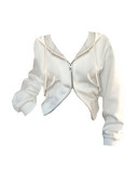 2023 Korejski ženski Y2K High Street bijeli pulover s patentnim zatvaračem Hoodies Streetwear Dizajn jednostavne osnovne modne majice jesen zima