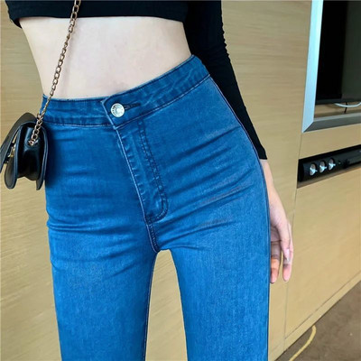Basic Stretch Fitness κολάν Γυναικεία ρετρό χοντρό τζιν ψηλόμεσο στενό μολύβι παντελόνι ζεστό λεπτό παντελόνι τζιν παντελόνι L43