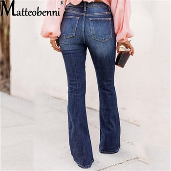 Flare Jeans Παντελόνι Γυναικείο Vintage Τζιν Γυναικεία Τζιν Γυναικεία Ψηλόμεση Μόδα Stretch Παντελόνι τσέπη Φαρδύ τζιν