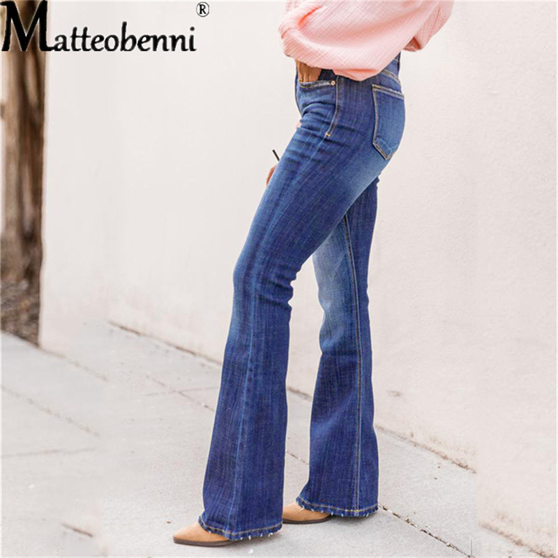 Flare Teksad Püksid Naiste Vintage Denim Naiste Teksad Naiste Kõrge vöökohaga Mood Stretch Taskupüksid Laia säärega teksad