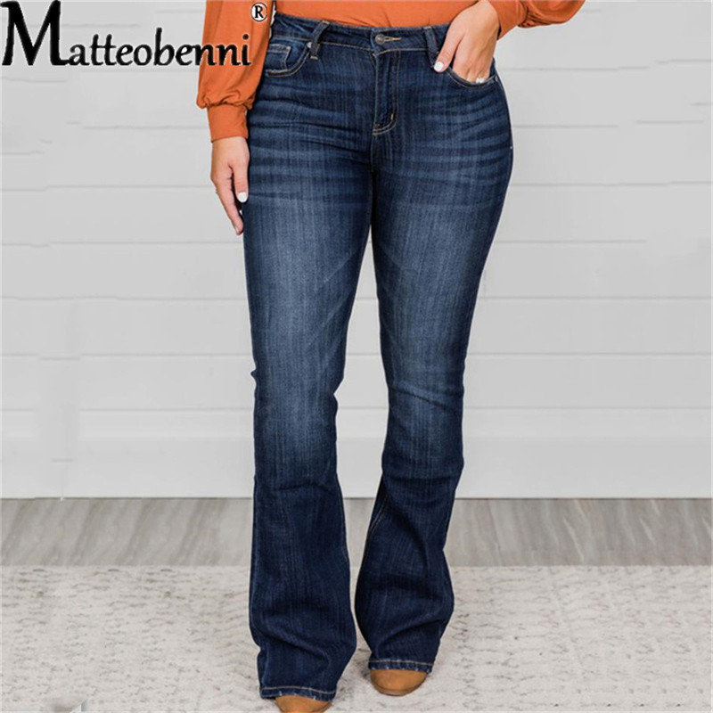 Flare Teksad Püksid Naiste Vintage Denim Naiste Teksad Naiste Kõrge vöökohaga Mood Stretch Taskupüksid Laia säärega teksad